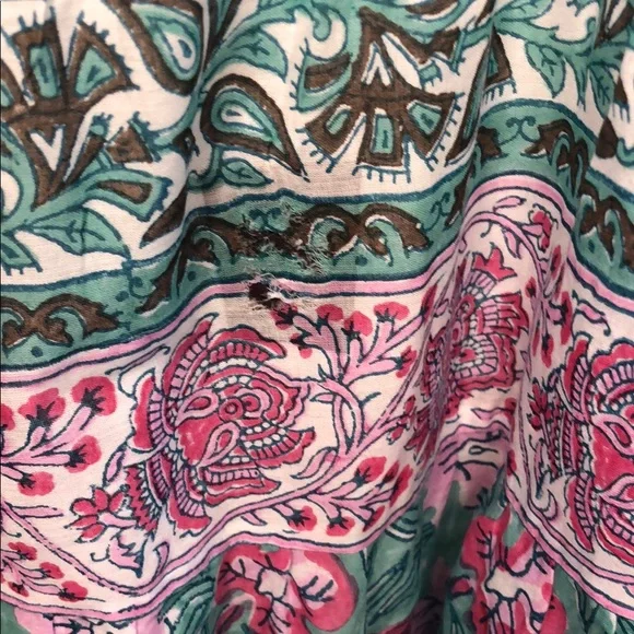 Bella tu XXL Pink and Green Tiered V-Neck Dress Resort Style with Bishop Sleeves - Picture 8 of 12